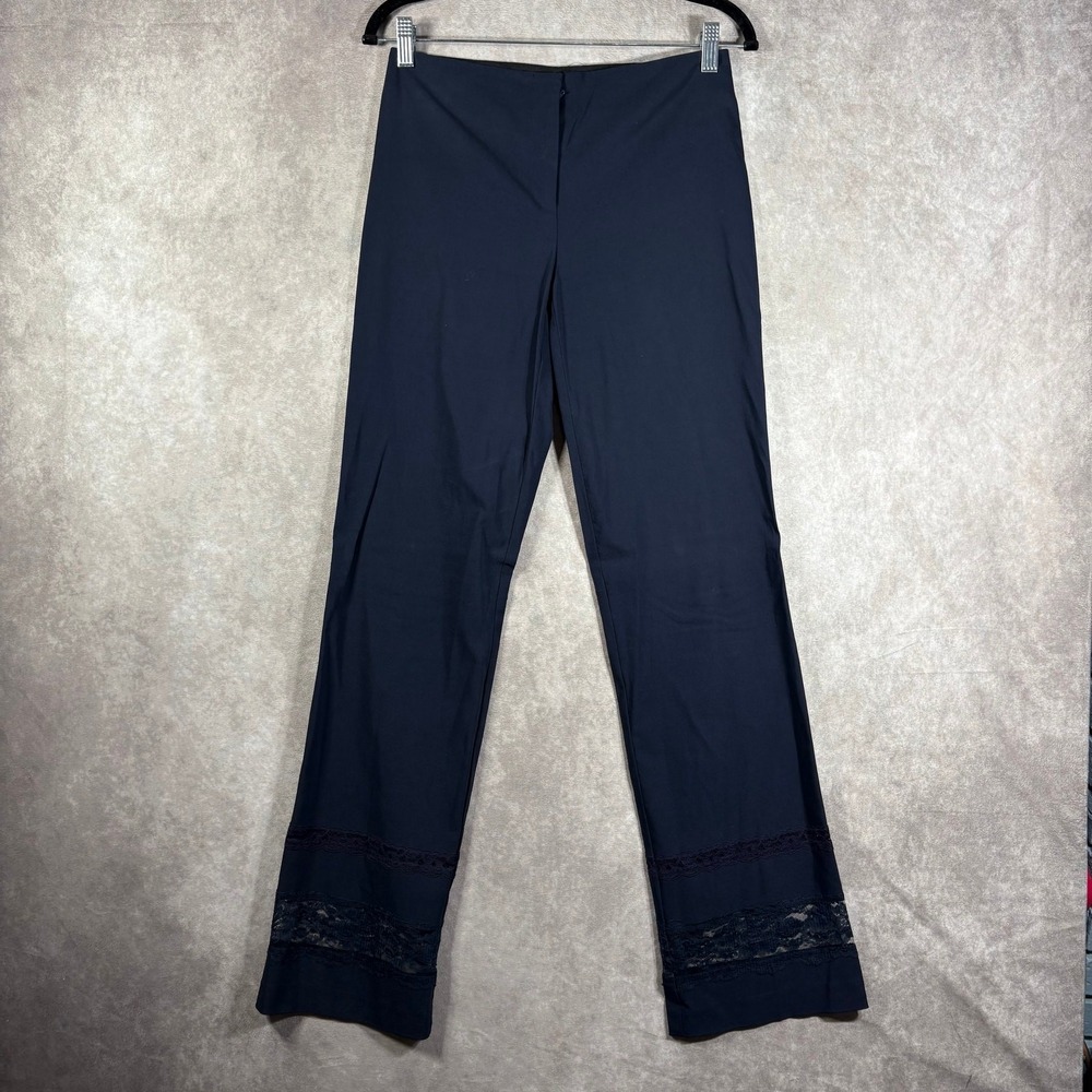Cache Dress Pants Womens‎ Size 4 Navy Blue Lace Hem Straight Trousers Career